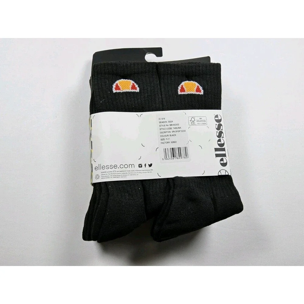 Ellesse Men’s Tamuna Sport Crew 6 Pack Socks Size UK 7-11